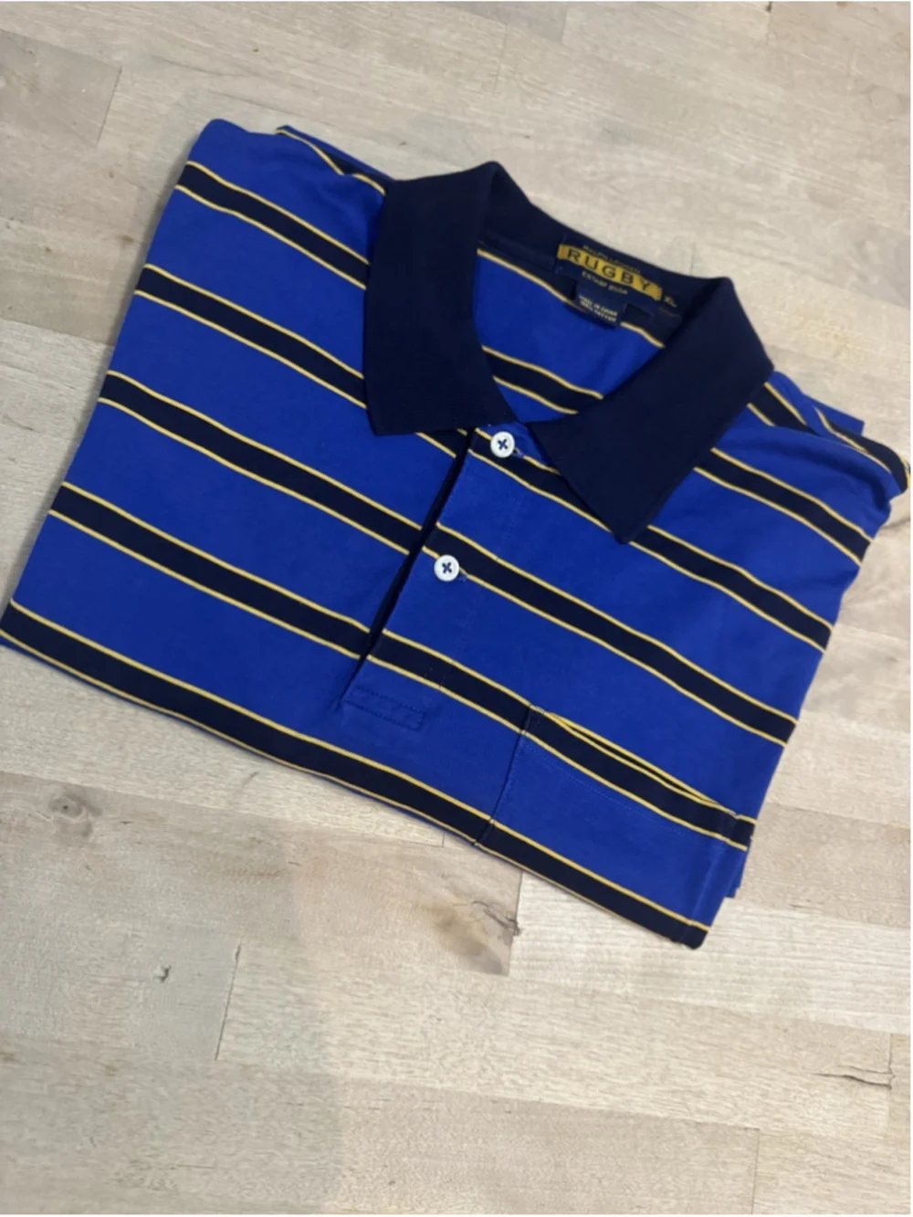 Men’s Ralph Lauren Rugby Striped Short Sleeve Polo Shirt Blue Size XL